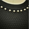 No.5パール使い半袖トップス（ブラック）