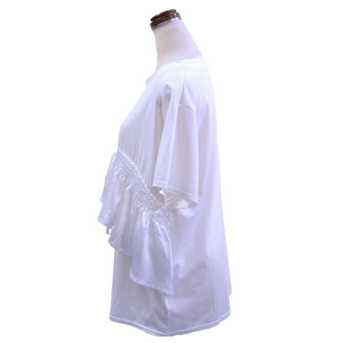 サテンフリルＴシャツ（ホワイト）