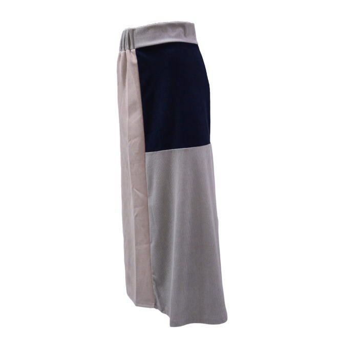 異素材アシンメトリー切替ZIPスカート（グレー）